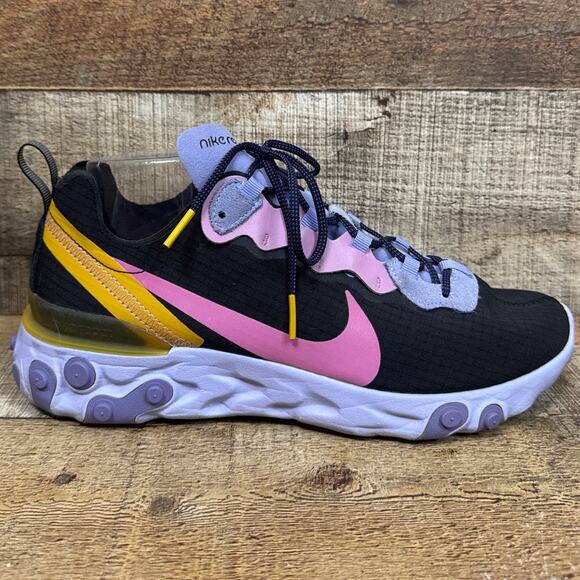 Nike React Element 55 Running Shoes Premium Black Magic Flamingo Size M 8.5 W 10 main image 9